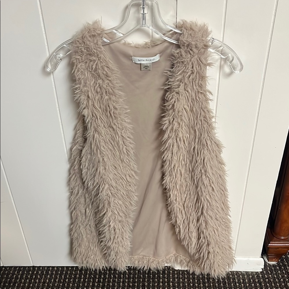 Faux Fur Vest in Beige
